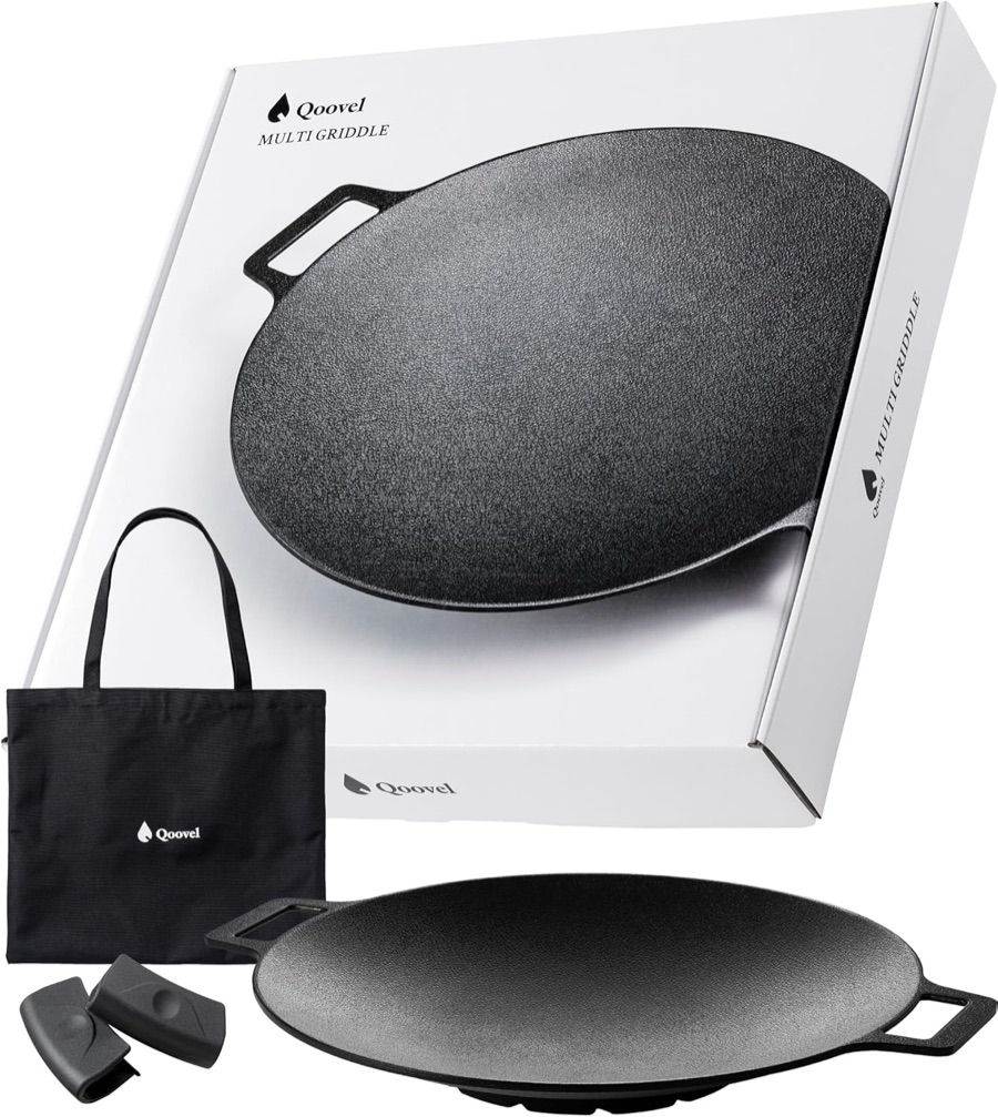 Qoovel 深型マルチグリドル 33cm(ガラス蓋・収納バッグ付)